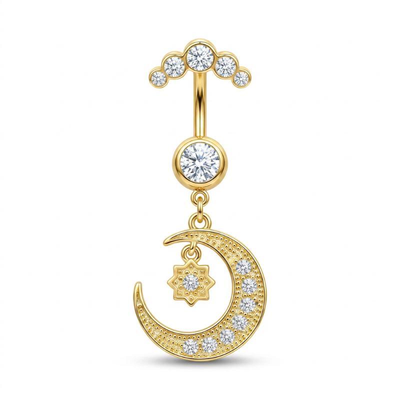 5個入り ステンレス製ラインストーンベリーボタンリング ハー - Body Jewelry For Sensitive Skin のレビューと価格