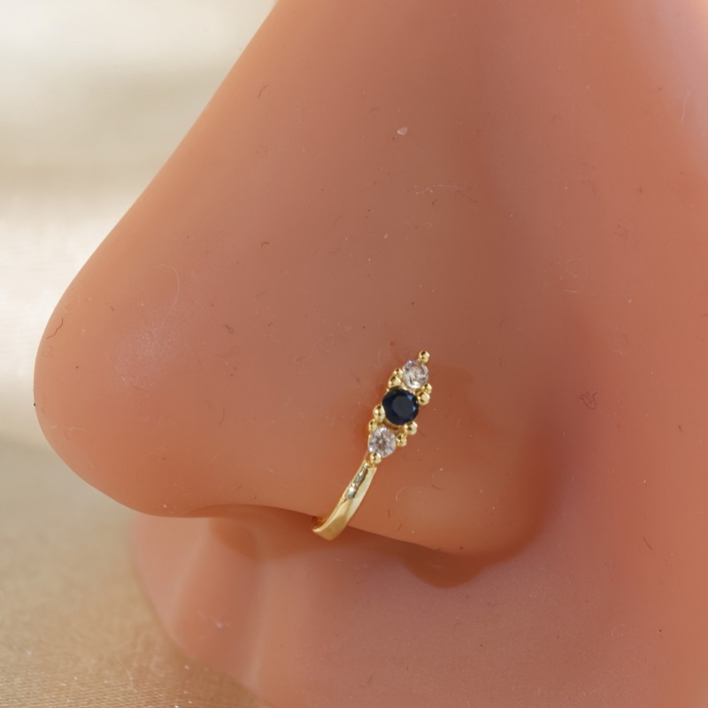 真鍮製のブルージルコンノーズクリップ1個セット、女性用ボヘミ - Body Jewelry Nose Ring のレビューと価格