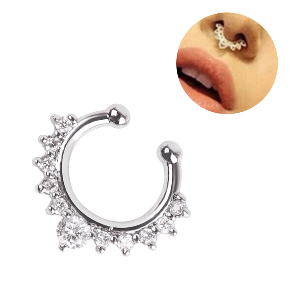 ジルコニアクリスタル合金シルバーフェイクセプタムノーズリング - Body Jewelry Septum のレビューと価格