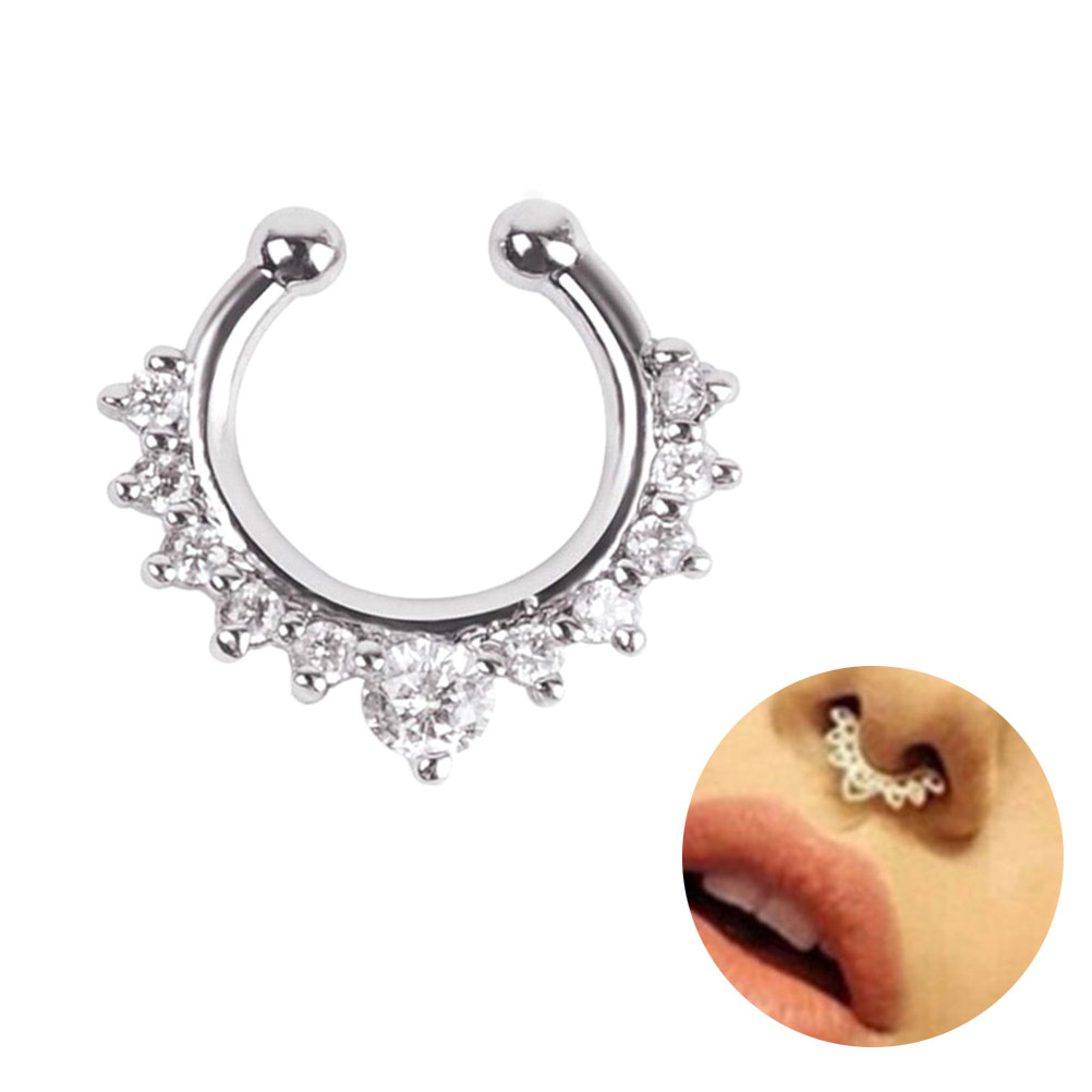 ジルコニアクリスタル合金シルバーフェイクセプタムノーズリング - Body Jewelry Septum のレビューと価格
