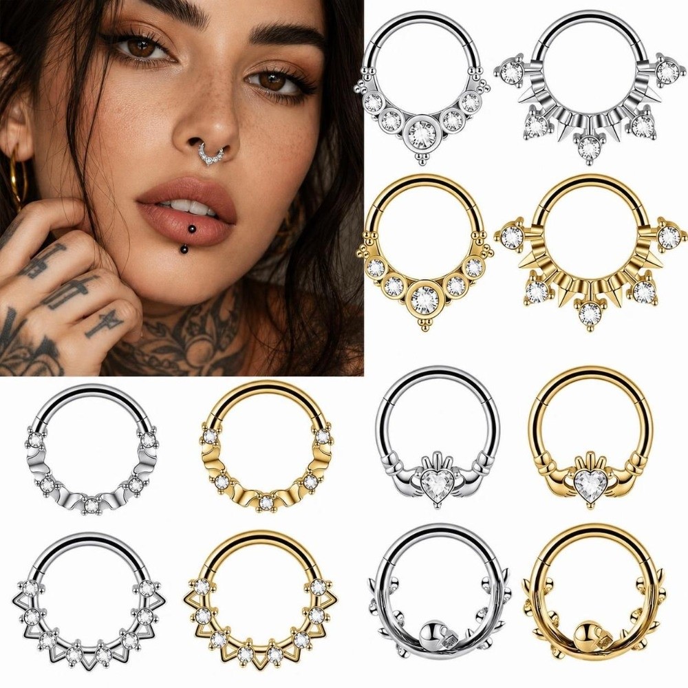 1個 ステンレス製 セプタムクリッカーリング スカルバインデ - Body Jewelry Septum のレビューと価格