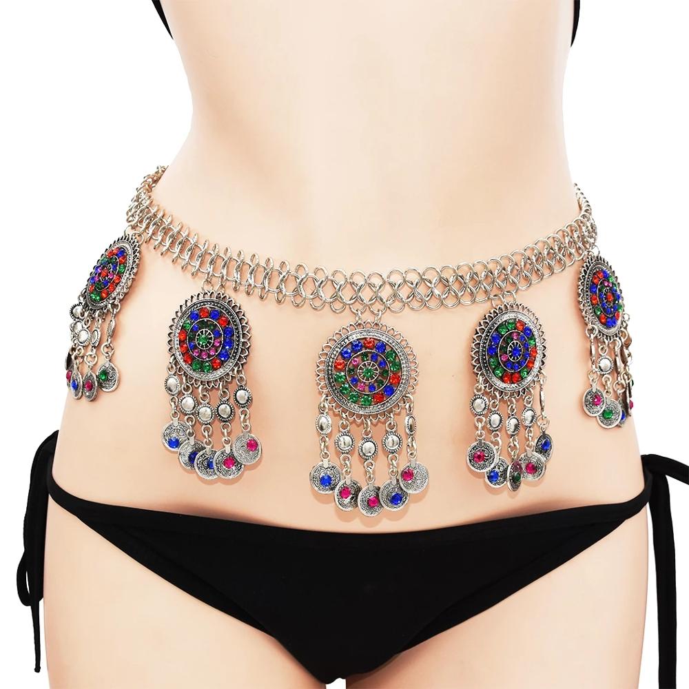 女性のための部族のジプシーチェーン,セクシーな腹のベルト,刻 - Body Jewelry Indian のレビューと価格