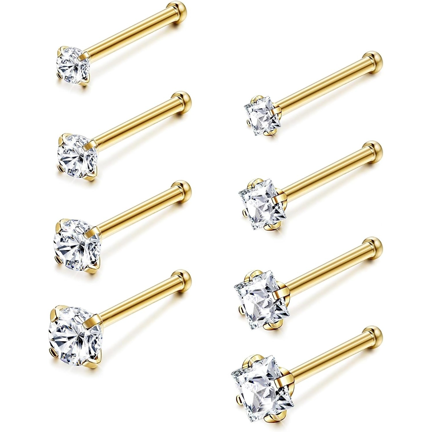 ORAZIO 8個入り 18G 20G ノーズスタッド 男女 - Body Jewelry For Sensitive Skin のレビューと価格