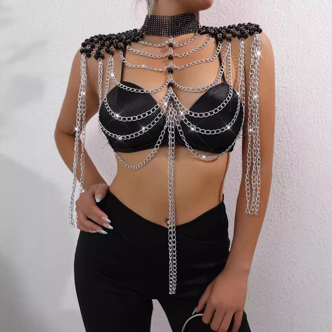 女性用ビキニパールベスト、セクシーなファッションショールチェ - Body Jewelry Vest のレビューと価格