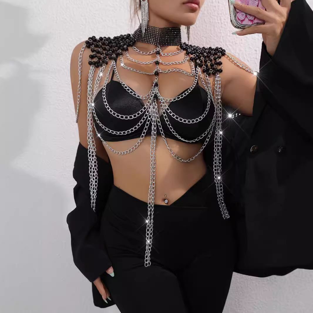 女性用ビキニパールベスト、セクシーなファッションショールチェ - Body Jewelry Vest のレビューと価格
