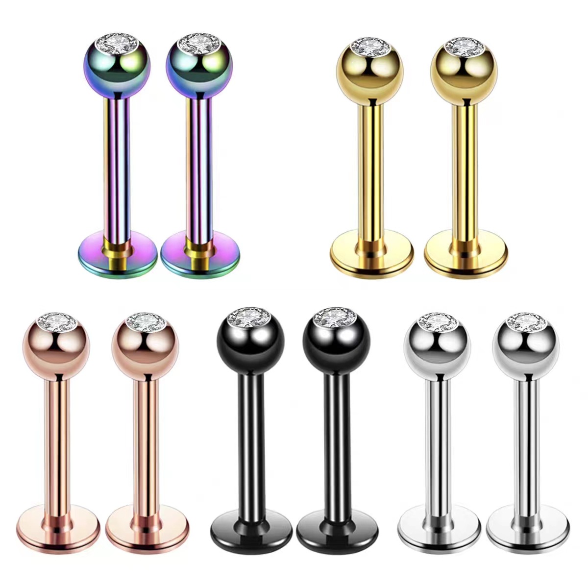 16G サージカルスチール ボールトップ CZ リップ セプ - Body Jewelry Septum のレビューと価格