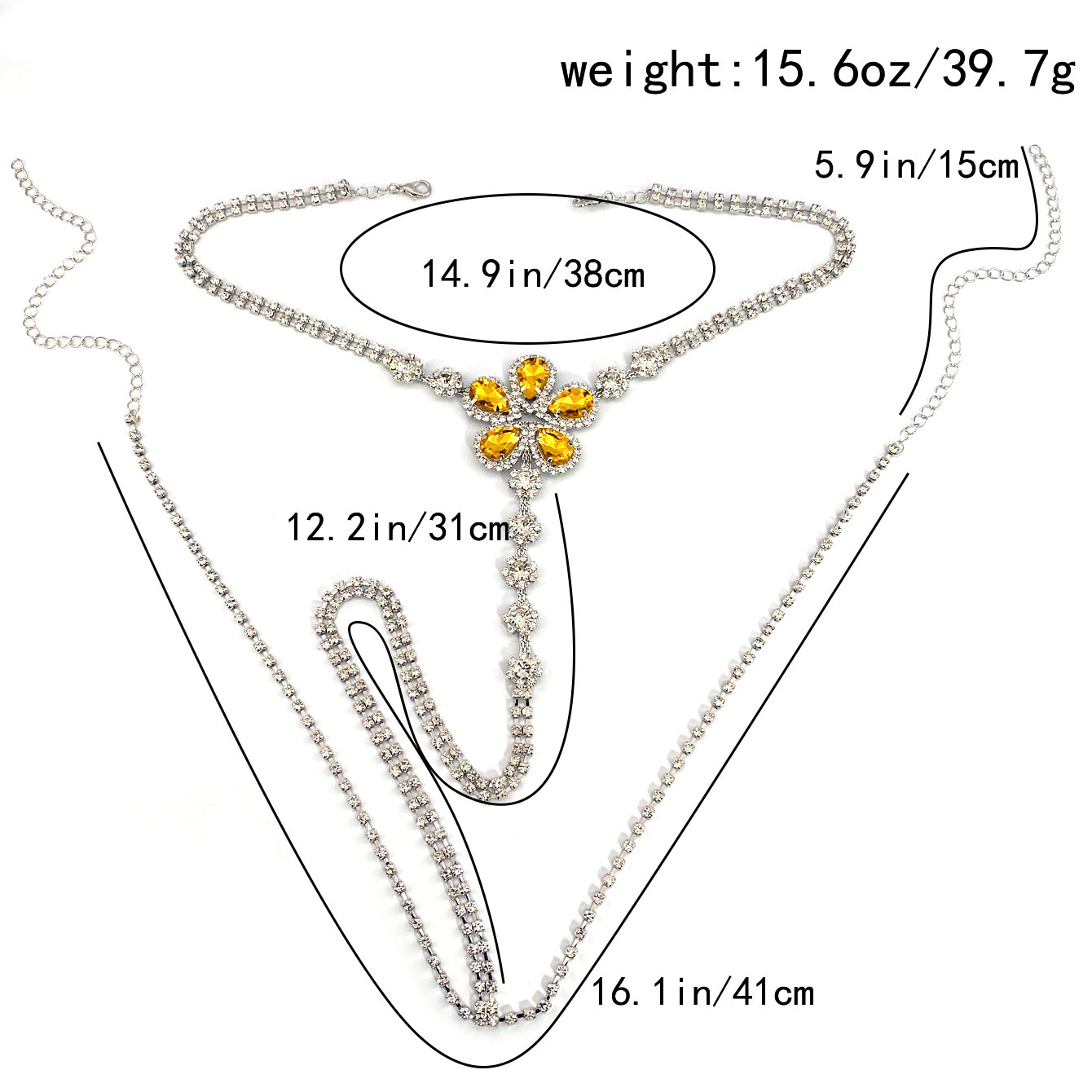 女性のための花の形をしたラインストーンのひも,セクシーなボデ - Body Chain Jewelry のレビューと価格