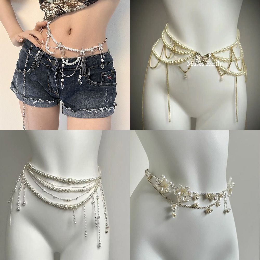 ファッションエレガントなパールウエストチェーンウエストアクセ - Body Jewelry Outfit のレビューと価格