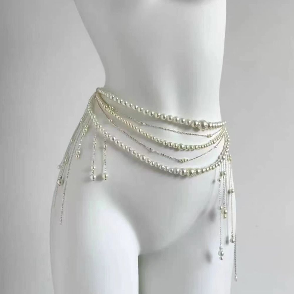ファッションエレガントなパールウエストチェーンウエストアクセ - Body Jewelry Outfit のレビューと価格