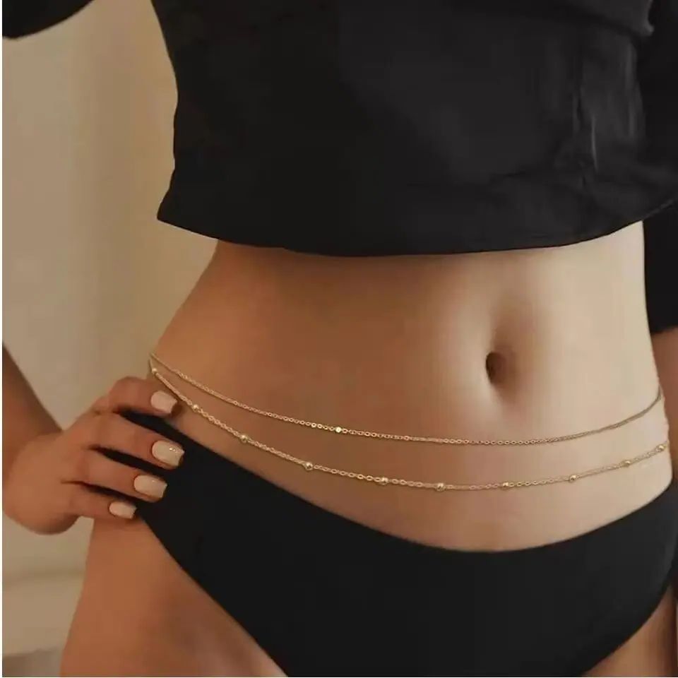 ヒップホップ二層ベリーチェーン女性のための Y2K ゴールド - Body Chain Jewelry のレビューと価格