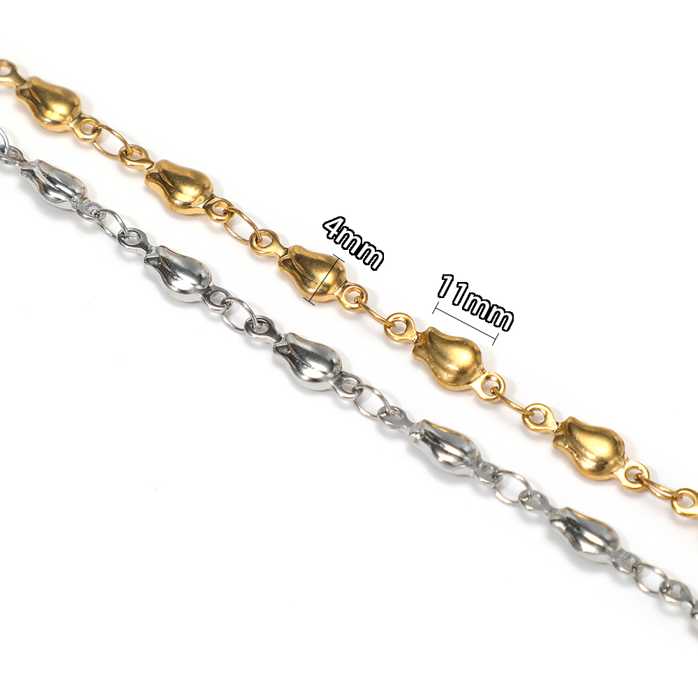 1メートルのステンレス製フラワービーズチェーン、DIYジュエ - Body Chain Jewelry のレビューと価格