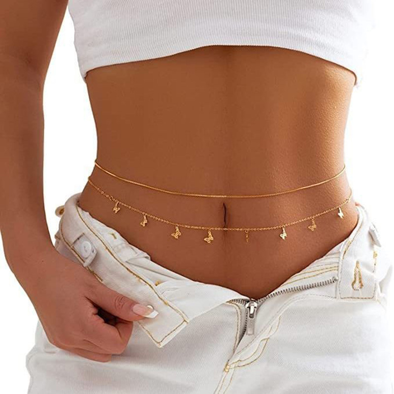 女性のためのシンプルな二重層ビーズチェーン,ウエストベルト, - Body Jewelry Outfit のレビューと価格