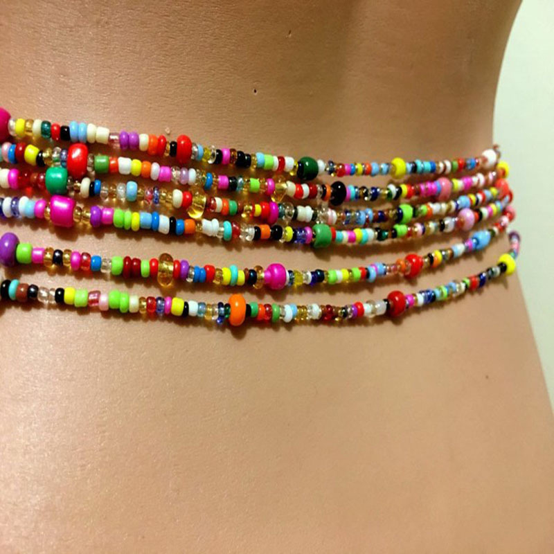 女性のためのビーズのベリーチェーン、レイヤーボディチェーン、 - Body Chain Jewelry のレビューと価格
