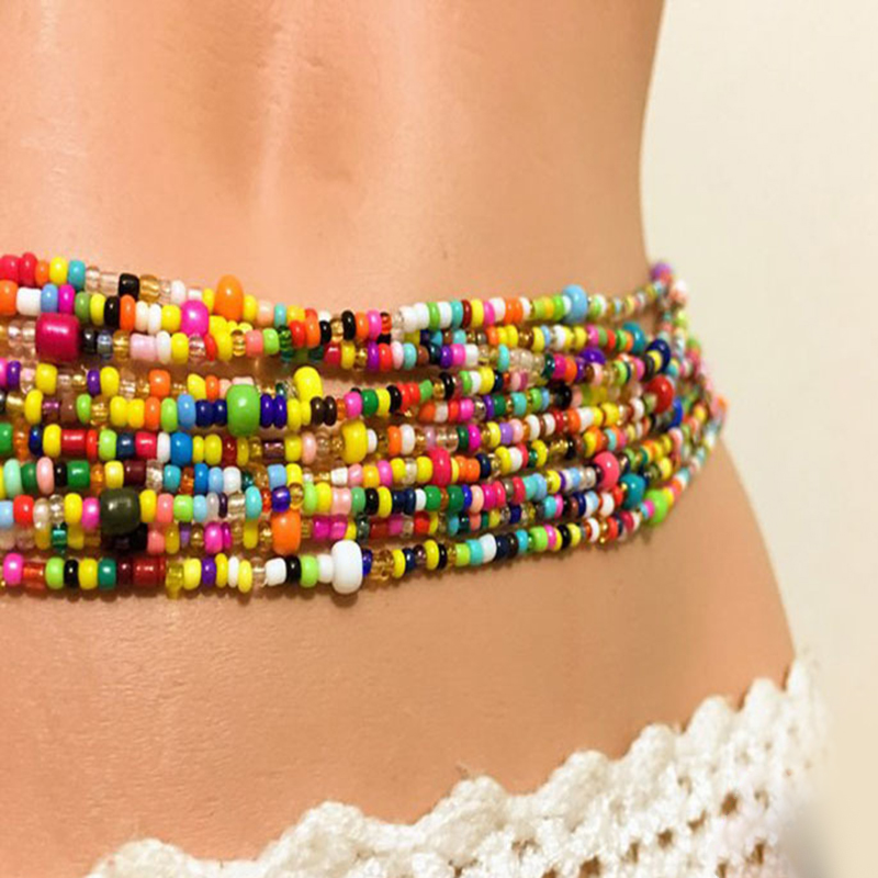 女性のためのビーズのベリーチェーン、レイヤーボディチェーン、 - Body Chain Jewelry のレビューと価格